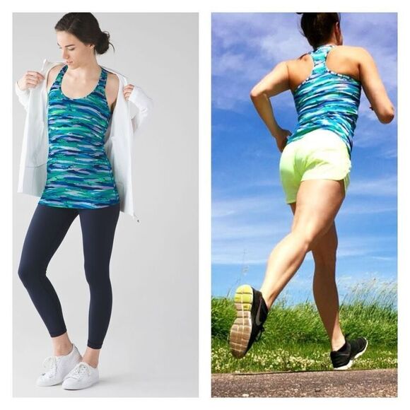 Lululemon Cool Racerback Seven Wonders Multi Color Sea Colors Size 4 ocean - Picture 1 of 6